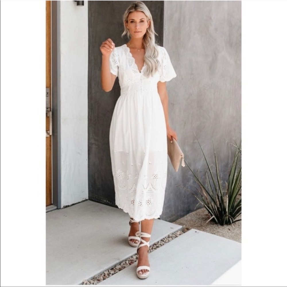 Vici Oasis Cotton Eyelet Midi Dress